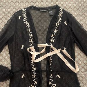 Sheer NY&C tie-front cardigan